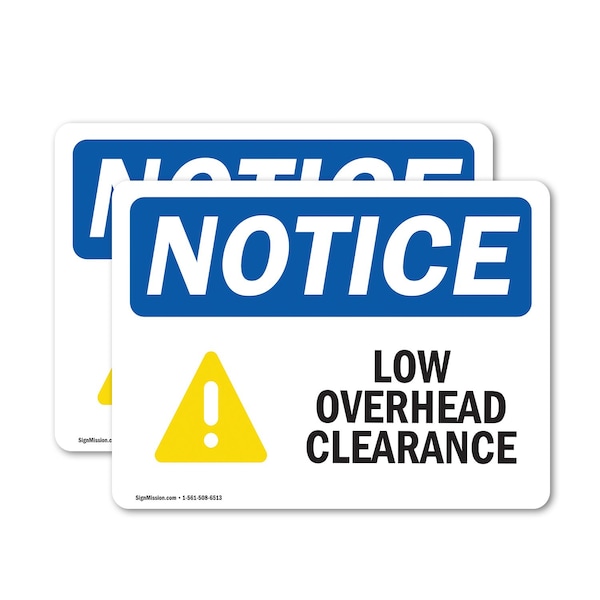 Signmission Low Overhead Clearance Sign With Symbol, 5 in W x Rectangle, Vinyl Decal OS-2PACK-NS-D-35-L-14066 - main